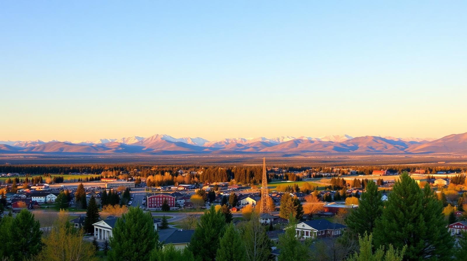 Flathead Valley landscape near Kalispell, Montana at golden hour